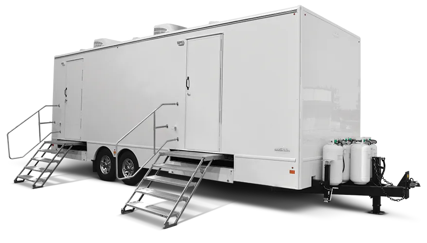 8-Station Laundry Trailer with commercial washers and dryers